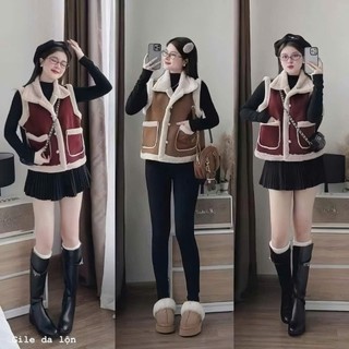  Áo Gile Da Lộn Túi Hộp Hot Dành Cho Nữ 
