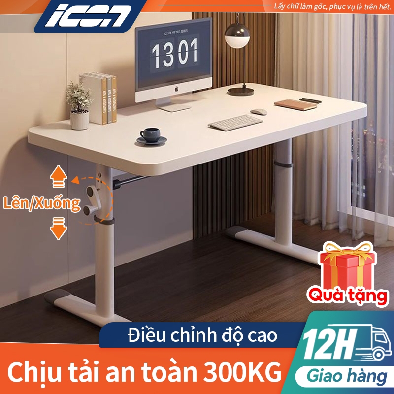 ICON  Bàn Học Thông Minh Chống Gù Nâng Hạ Tay Quay Cao 90cm - Mặt Gỗ Chống Trầy Chịu Lực Tốt - Chuyên Dụng Cho Học Tập