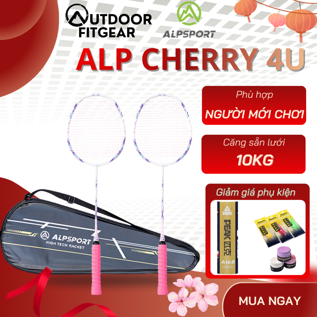 Vợt cầu lông 4UG5 hoa anh đào ALP-SPORT nguyên bản 100% hoàn toàn Full Carbon 22 - 28lbs
