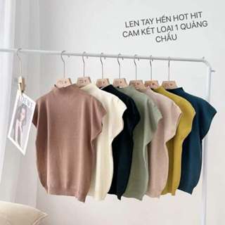   loại 1 Áo len tay hến kiểu cổ lọ 3 phân nữ len lông thỏ siêu mềm mịn Áo thun dệt kim tay ngắn hàng Quảng Châu cao cấp 