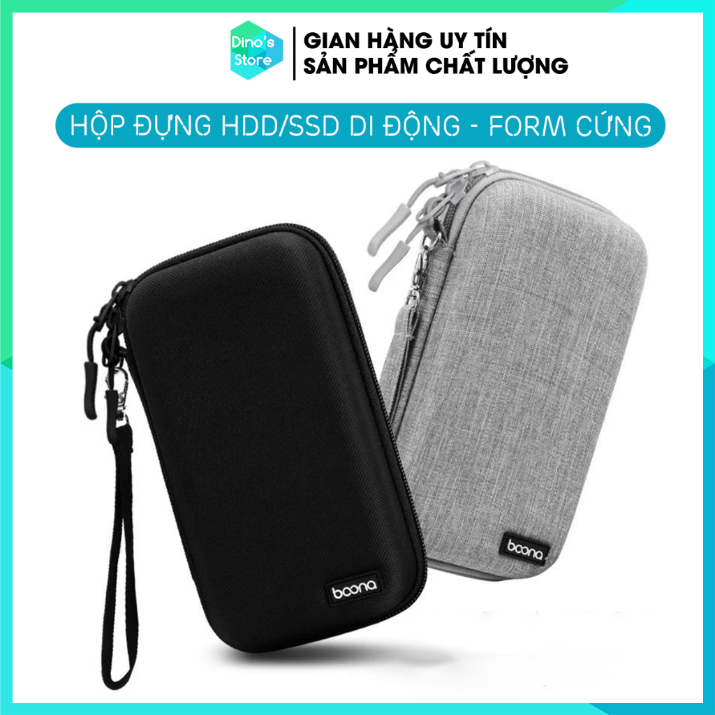 Hộp bảo vệ ổ cứng di động túi hộp đựng phụ kiện hộp đựng cáp sạc pin dự phòng form cứng chống sốc Boona