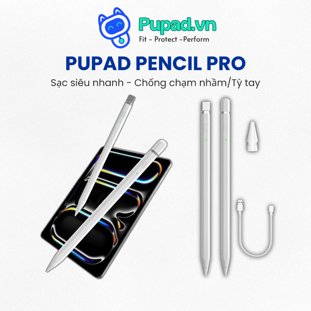 [Hỏa Tốc HCM] Bút Cảm Ứng iPad PUPAD Pencil Pro, Bluetooth 5.0, Tương Thích iPad 2018–2025 - AP01