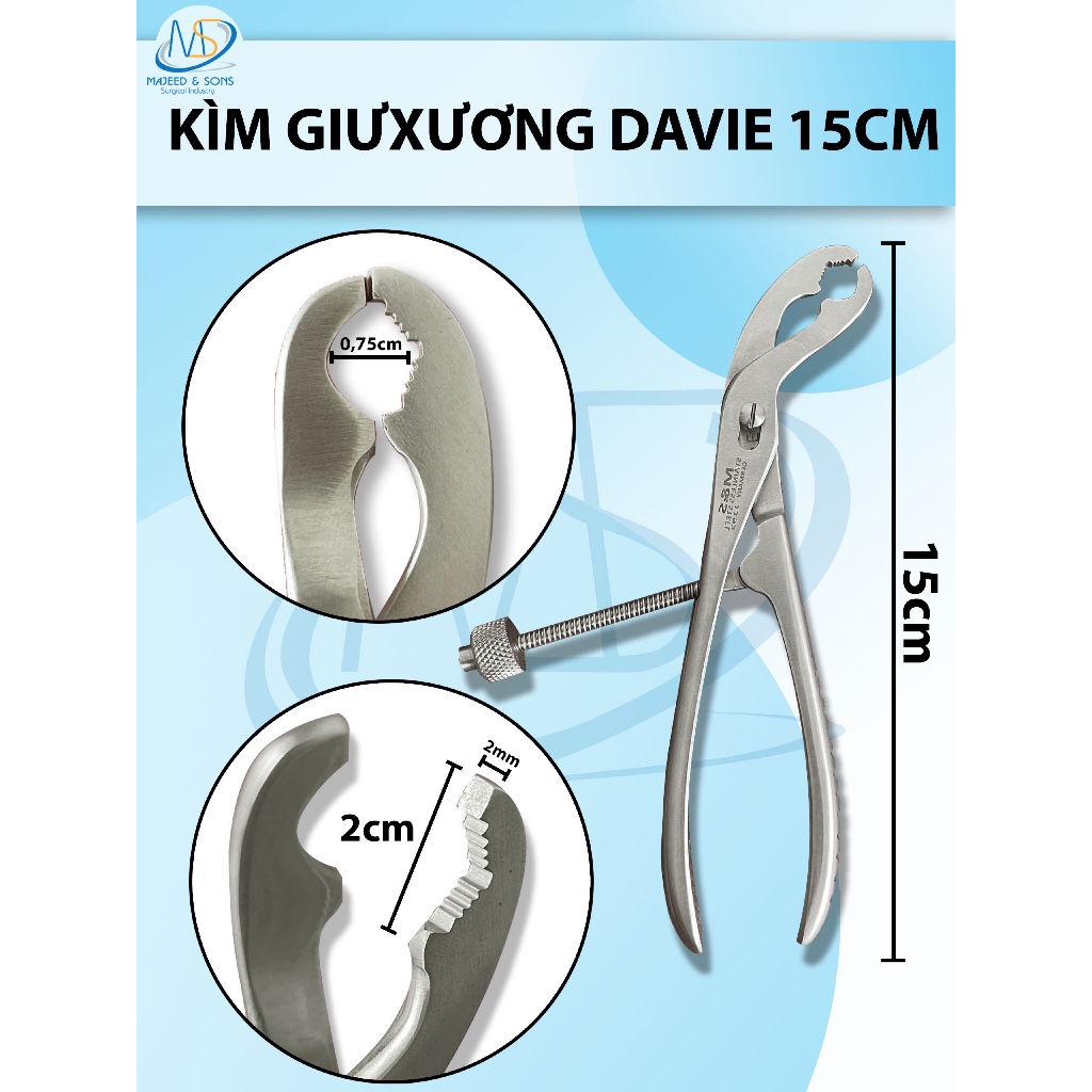 Kìm giữ xương Davie 15cm
