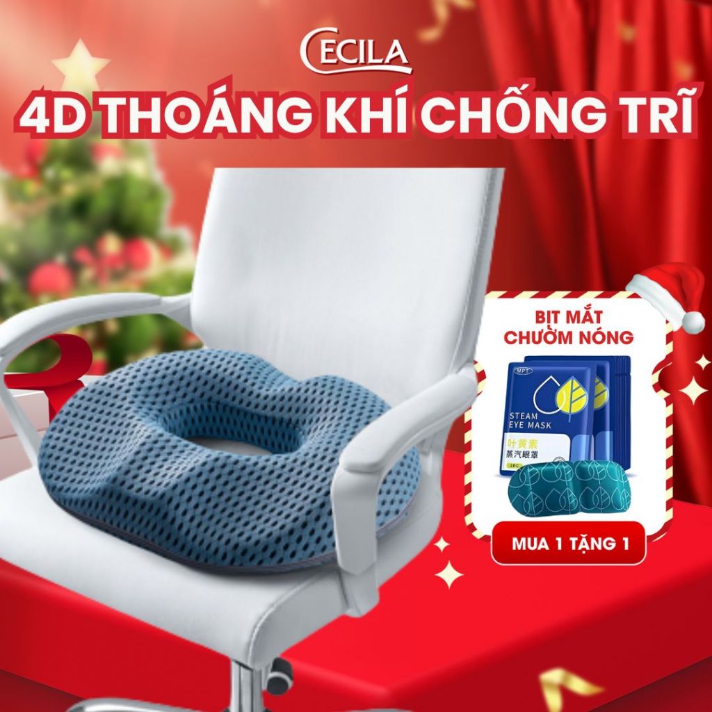 Gối lót ghế ngồi y tế chống trĩ CECILA cao su non đàn hồi giảm ê mỏi mông cho dân văn phòng, bà bầu, người bệnh trĩ