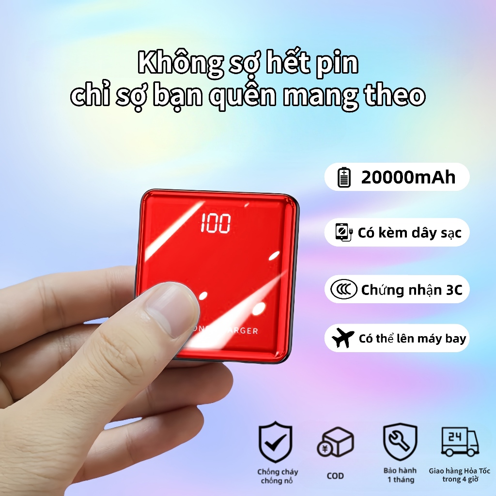 【Giao hàng toàn quốc】PIn 20000mAh Có sẵn dây, hỗ trợ sạc nhiều thiết bị sạc | BigBuy360 - bigbuy360.vn