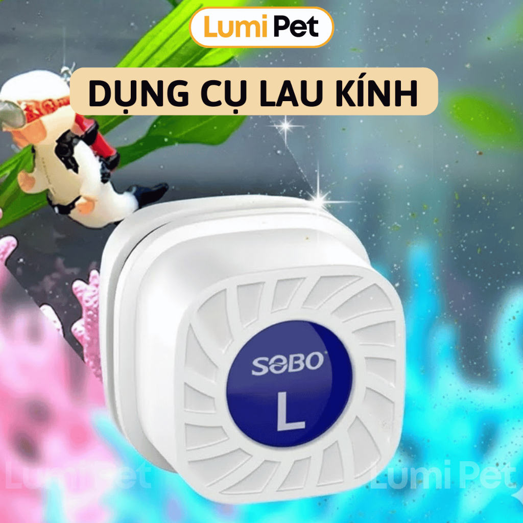 Lau Kính Hồ Cá SOBO - Đồ Vệ Sinh Lau Kính Bể Cá -Nam Châm Mini  Vệ Sinh Kính,Tẩy Rêu Bể Cá LUMI