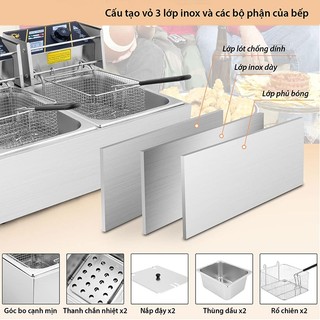Bếp chiên 12 lít SUNNY 5000W chất liệu inox dày dặn, bền bỉ theo thời gian