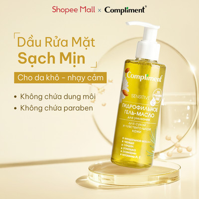 Gel Rửa Mặt Sạch Thoáng Compliment Dry Sensitive Cấp Ẩm Dịu Nhẹ Bảo Vệ Da Khô Nhạy Cảm 150ml
