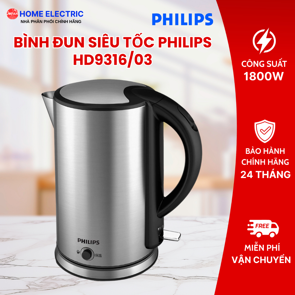 Bình đun siêu tốc Philips HD9316/03 1800W