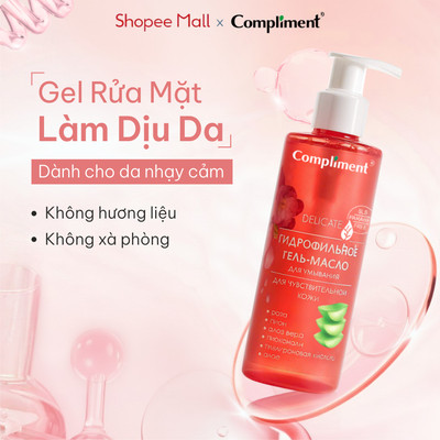 Dầu Gel Rửa Mặt Compliment Sensitive Skin Làm Sạch Dịu Nhẹ & Giảm Mẩn Đỏ Cho Da Nhạy Cảm 150ml