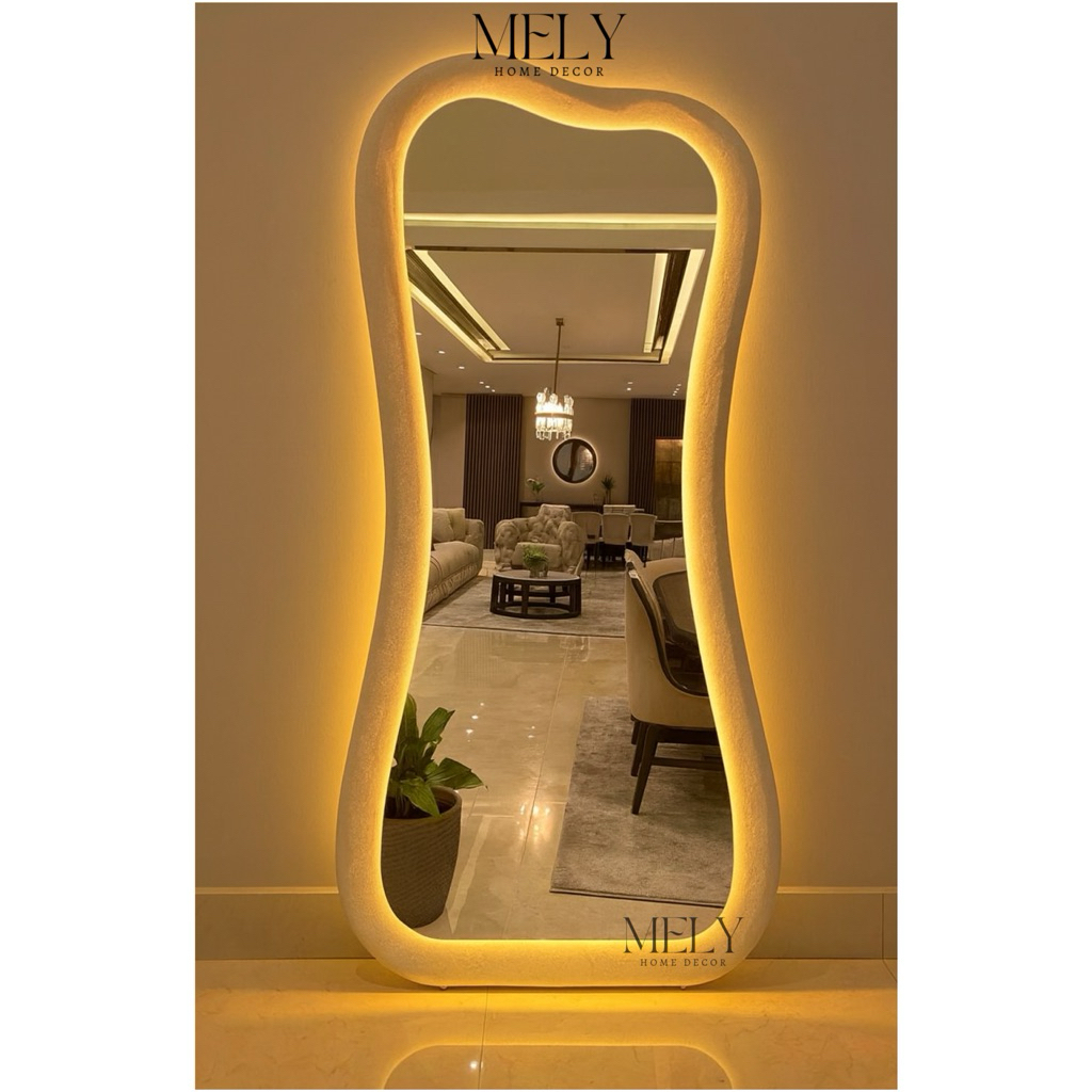 Gương Bọc Nỉ Hình Khúc Xương Dáng Độc Lạ Decor Phòng, Gương Decor Homestay