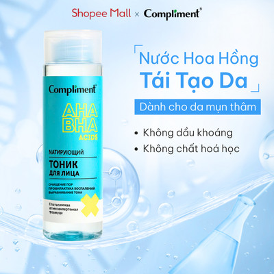 Toner AHA/BHA Compliment No Problem Cân Bằng Độ pH, Giảm Tiết Bã Nhờn,Tái Tạo Da Dầu Mụn 200ml