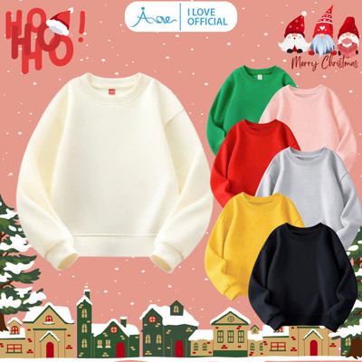 [MỚI] Áo SWEATER cho bé AORE MẪU TRƠN, Áo nỉ dài tay cổ tròn, chất nỉ da cá mềm mịn trai, bé gái đi học, chơi từ 10-35kg