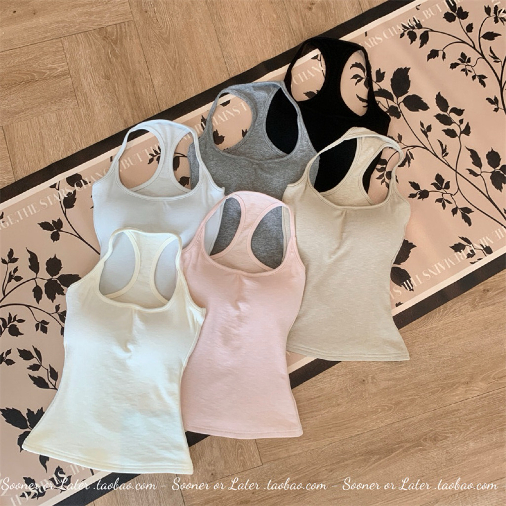 (Aheun studio) Áo ba lổ có mút rời , chất cotton bao giặc máy