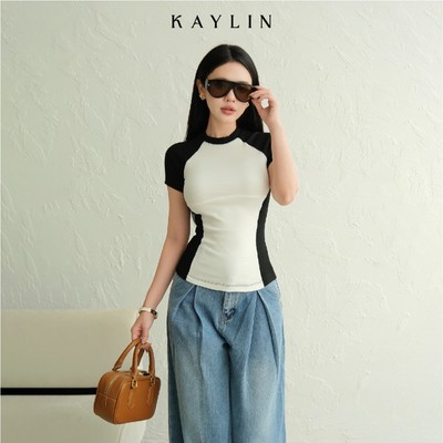 Áo thun KAYLIN Basic thể thao phối màu chất vải thun co giản thấm hút phong cách năng động BST Tháng 12.2025 - N2219