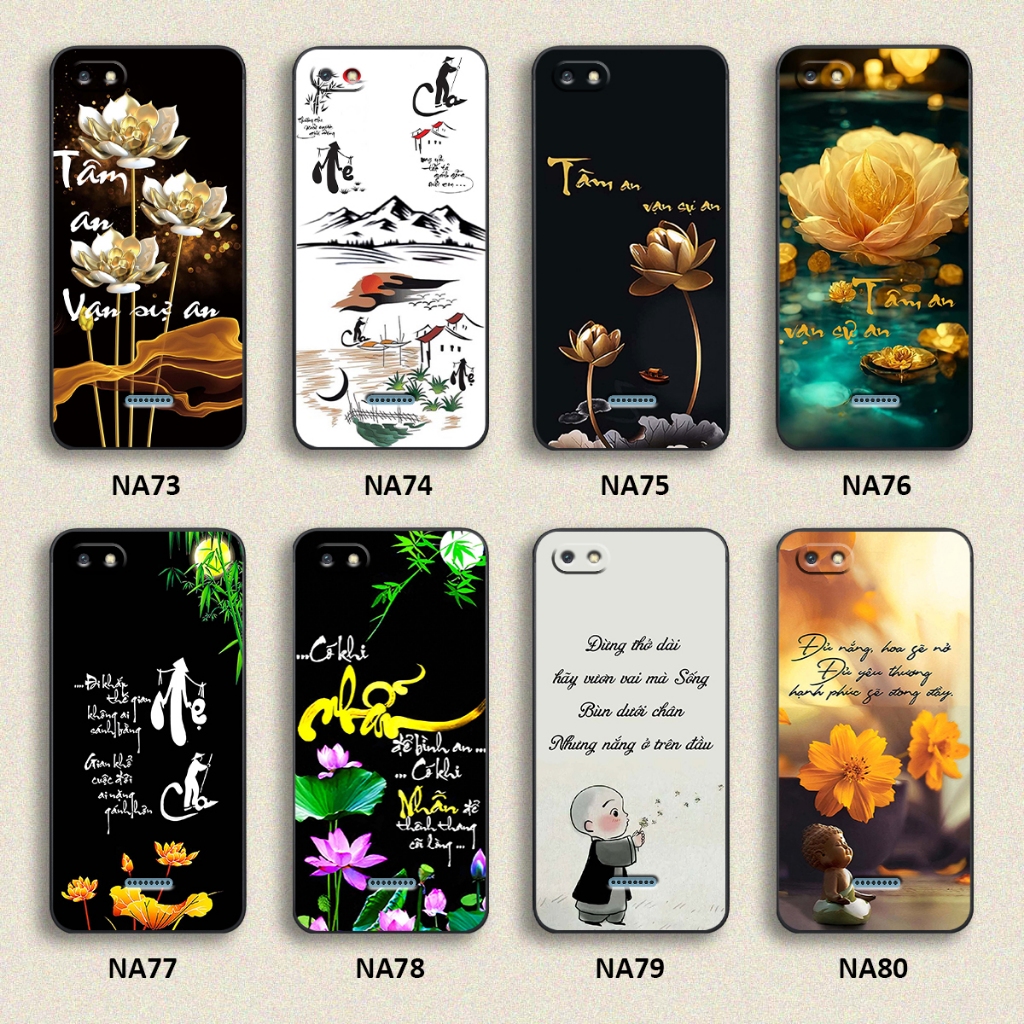 Ốp lưng Xiaomi Redmi 6A / 5A / 4A hình thư pháp,tâm an vạn sự an giản dị