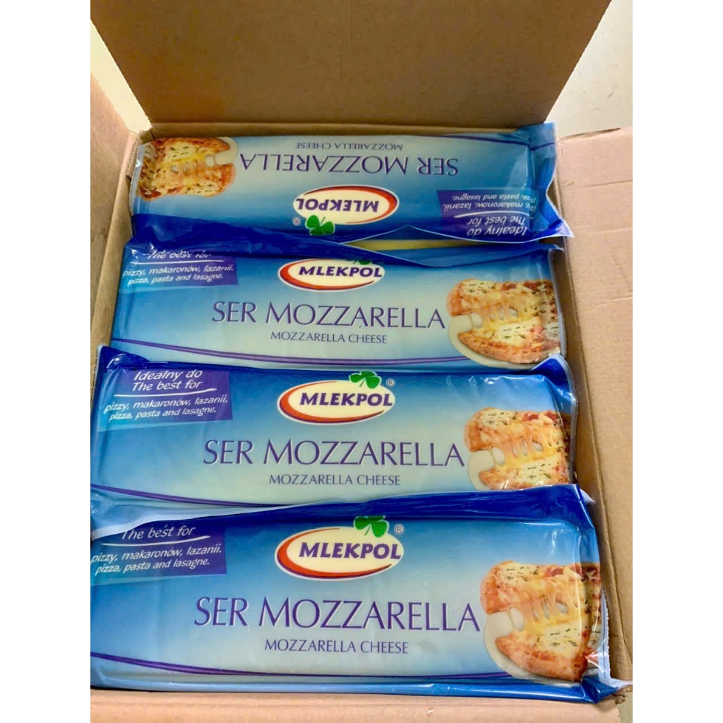 Phô Mai Mozzarella Mlekpol Khối 2.5kg , Mozzarella Cheese ,Phô Mai Kéo Sợi Làm Pizza, Pasta...( Giao