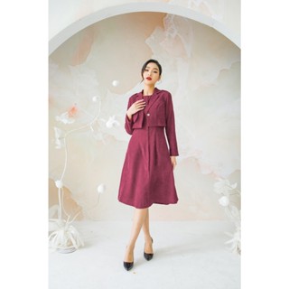  Set công sở nữ CARDINA tách set chất liệu vải nhung áo khoác giả vest và váy sát nách dáng A  2AF20 2VN20 