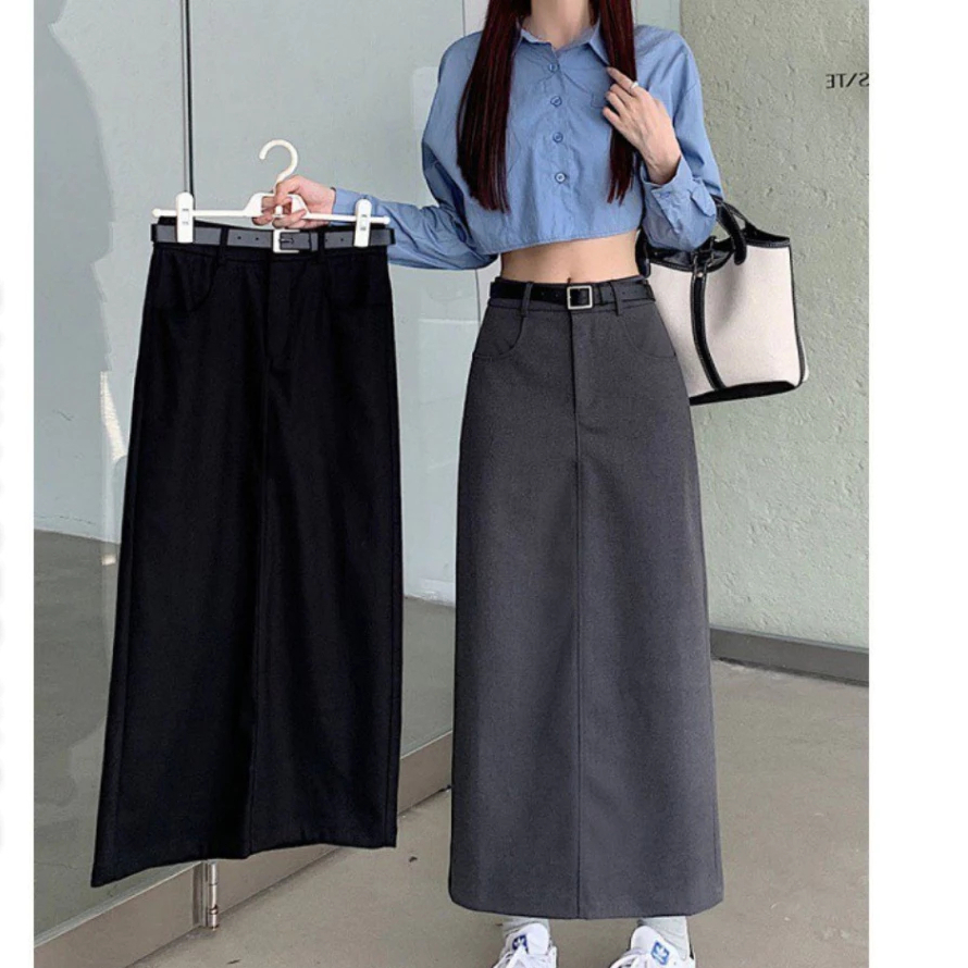 [Peinn] Chân váy dáng dài không kèm đai chất ruby tôn dáng - hamech-126 store