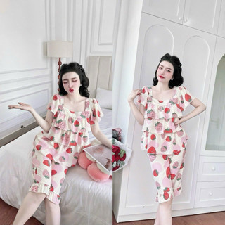 Đồ bộ Lụa Nhật 50-100kg Lửng bèo nơ mềm mịn