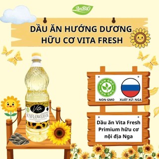 Dầu hướng dương hữu cơ ép lạnh nhập khẩu từ Nga Vita Fresh chai 1 lít