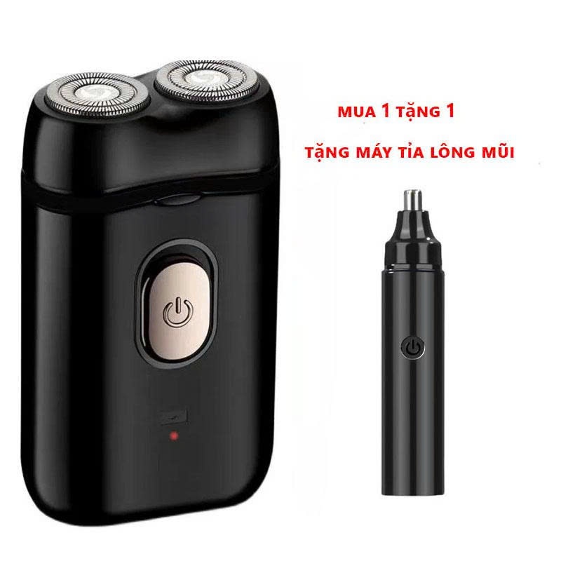 [ Ridian men + Mika ] Máy Cạo Râu Mini 2 Lưỡi Kép Cạo Nổi Tặng Kèm Máy Tỉa Mũi Mika - GNC