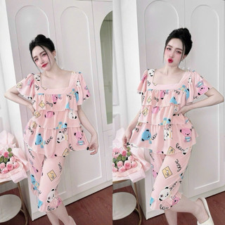 Đồ bộ Lụa Nhật 50-100kg Lửng bèo nơ mềm mịn