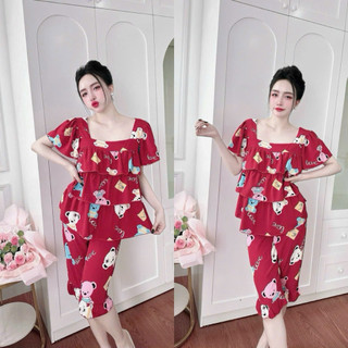 Đồ bộ Lụa Nhật 50-100kg Lửng bèo nơ mềm mịn