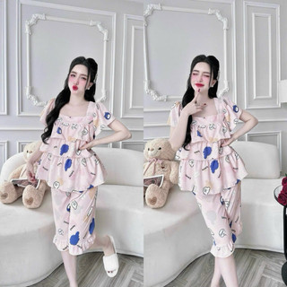 Đồ bộ Lụa Nhật 50-100kg Lửng bèo nơ mềm mịn