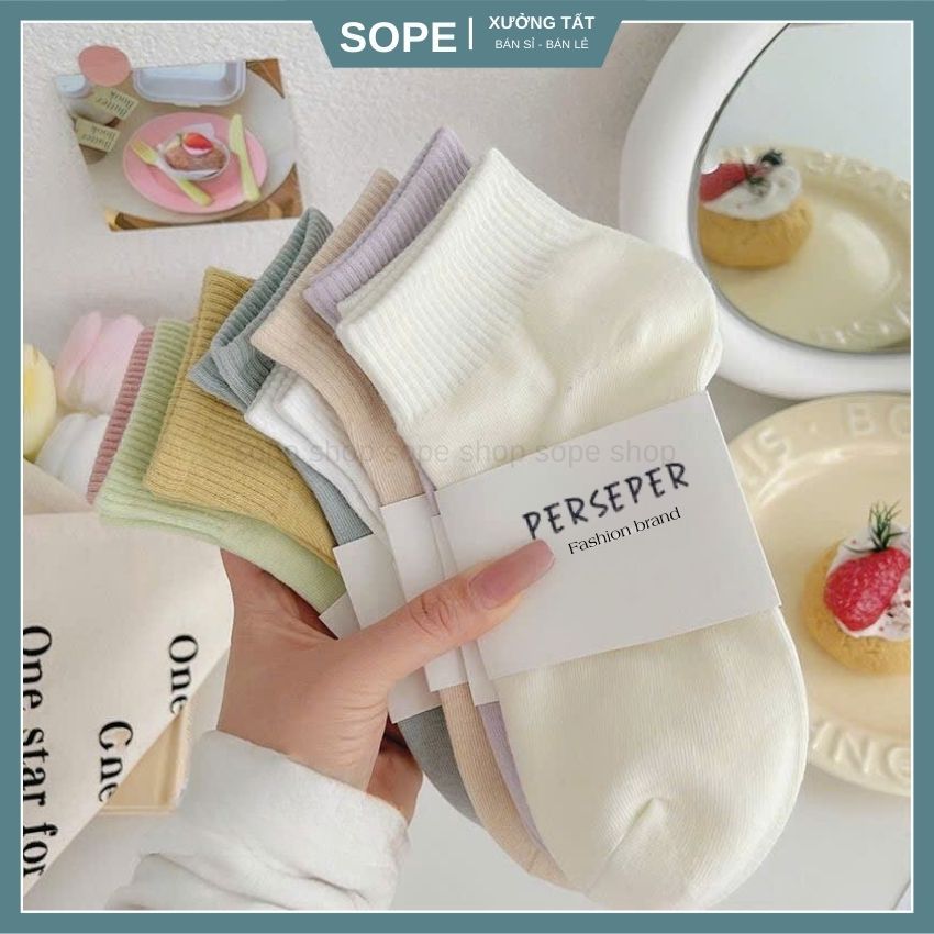 Tất vớ cổ ngắn phong cách đơn giản sang trọng, chất liệu vải Hàn co giãn bốn chiều - Sope Shop