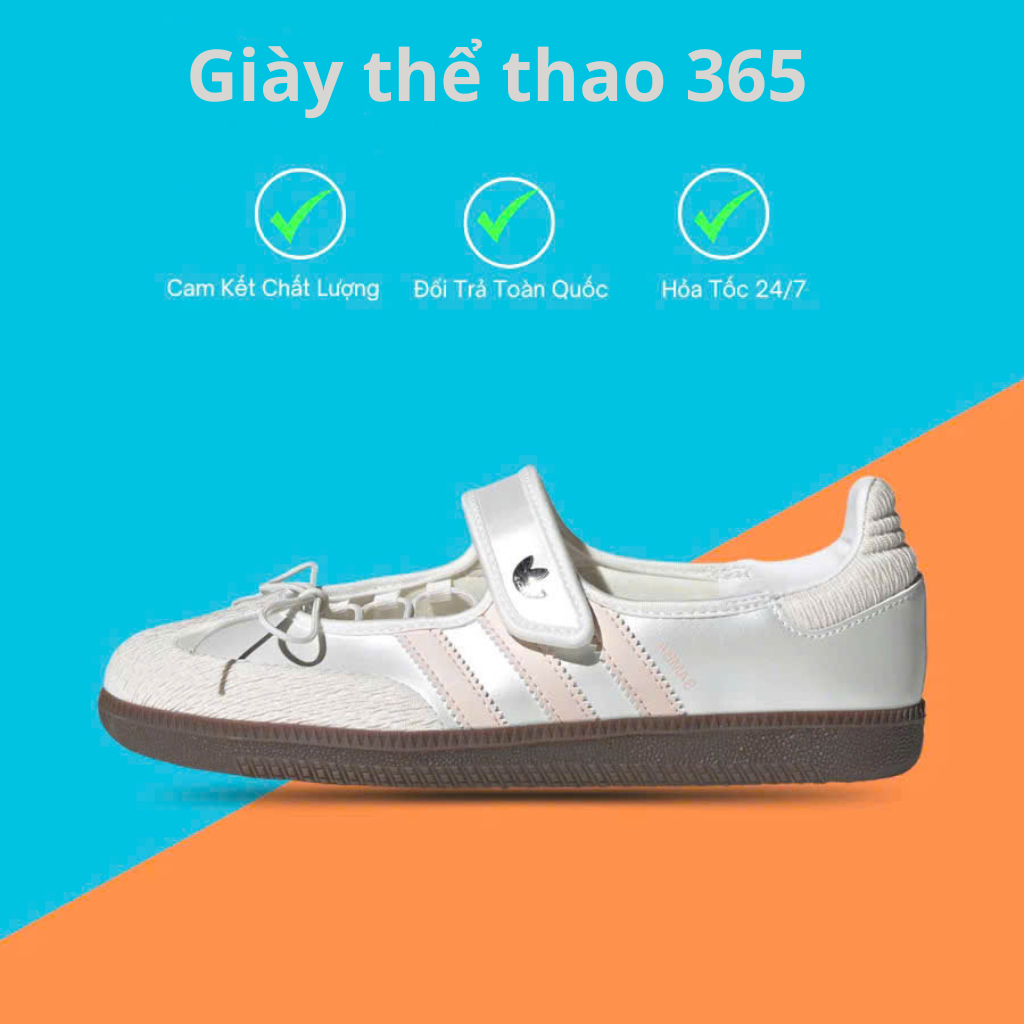 Giày Adidas sampa jane cloud white Giày Sneaker Nữ Búp Bê Quai Dán Dây Xinh Cute ballet đẹp ful box