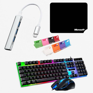  COMBO HUB OTG 3.0 Bàn phím chuột LED gaming kết nối điện thoại android cổng TypeC và Micro USB 