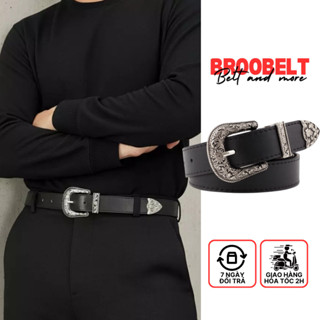 Thắt lưng nam nữ mặt hoa văn thời trang Y2k, dây nịt lưng slr unisex nhiều màu da pu bản 2.8cm TL39