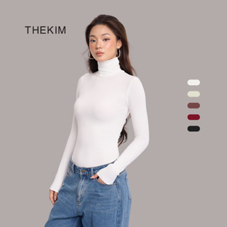  THEKIM Áo thun tăm len giữ nhiệt cổ 9 phân dài tay nhiều màu  chất thun tăm lót lông áo len tăm cổ cao  tay dài  AD132 