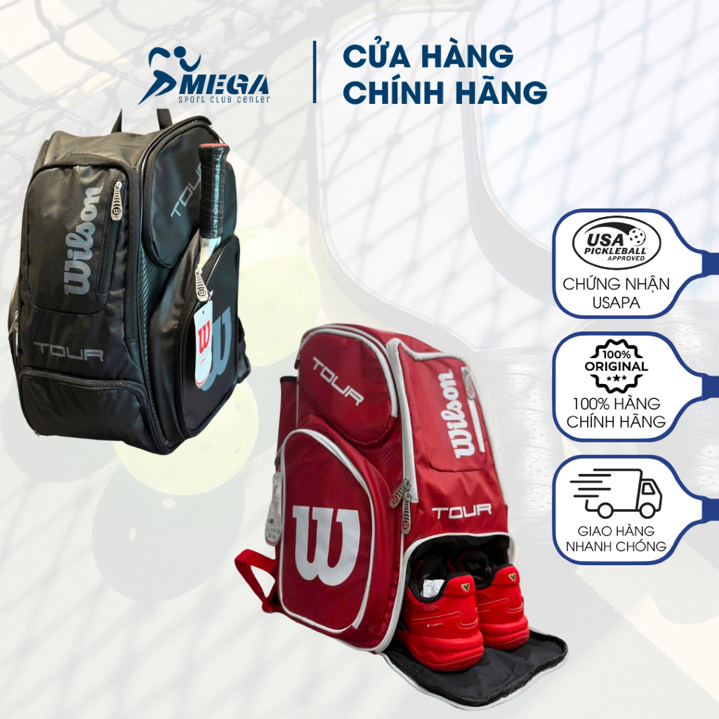 Balo Thể Thao Dùng Cho Pickleball, Tennis Thương Hiệu Wilson - Phiên Bản Wilson Tour V Red/Black