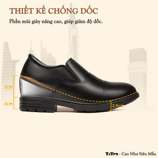 [8CM] Giày Nam Đế Cao T&Tra T76 Đen - Ít Dốc