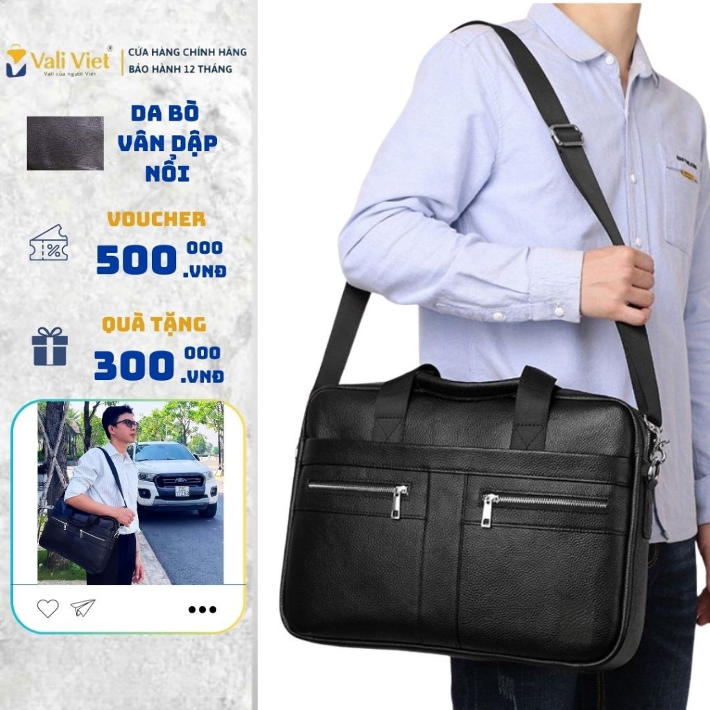 Túi Xách Laptop Da Nam Cao Cấp Thanh Lịch Và Sang Trọng Đựng Laptop Ipad Tài Liệu Bảo Hành 1 Năm
