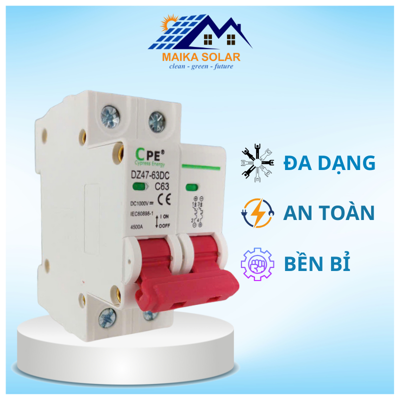 Aptomat DC Chính Hãng 63A | Dùng Cho Điện Mặt Trời & Pin Lưu Trữ