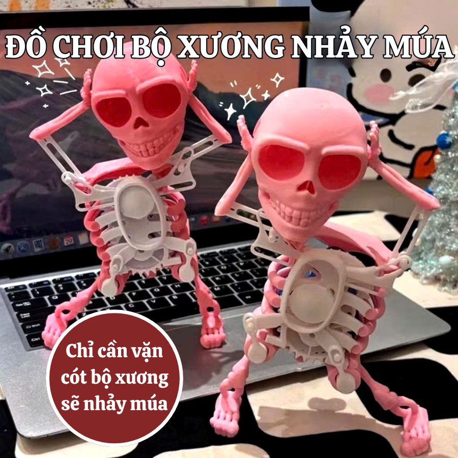 Đồ chơi bộ xương nhảy mua, đồ chơi văn cót vui nhộn, đồ chơi giảm stress, nhiều màu, làm quà tặng