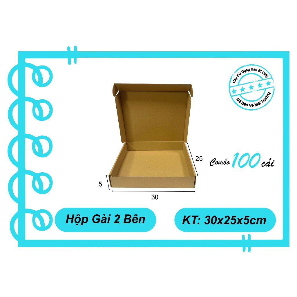 Size 30x25x5 cm _Combo 100c_ Hộp Gài 2 Bên