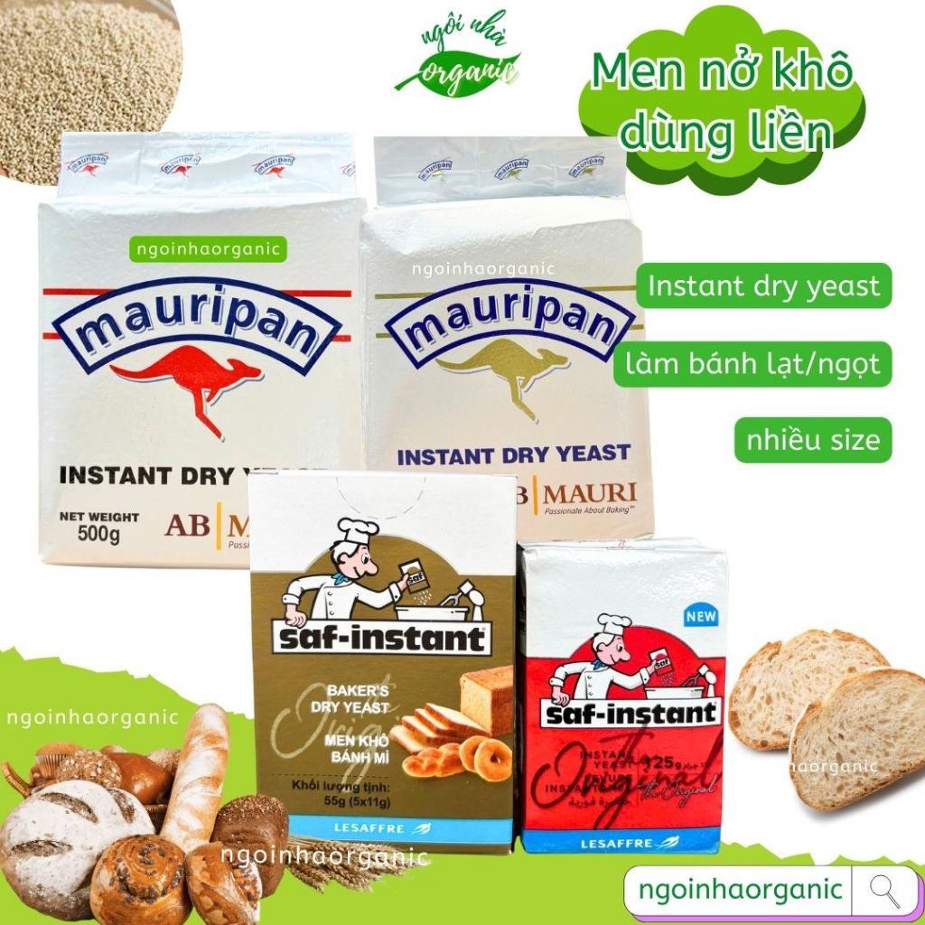 Men nở khô Mauripan / Saf - Instant làm bánh mì, bánh bò, bánh bao - Instant Dry Yeast