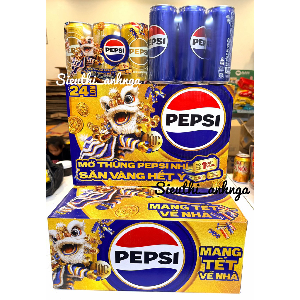 Thùng 24 Lon Nước Ngọt Có Gaz Pepsi 235ml / 320ml ( Mẫu Tết )