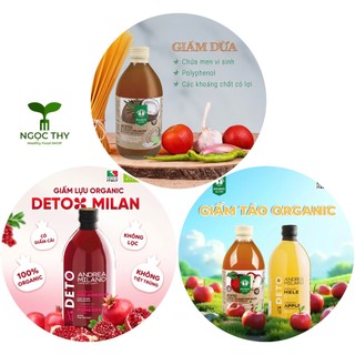Giấm lựu dừa táo organic hữu cơ có giấm cái Milan Probios chai 500ml