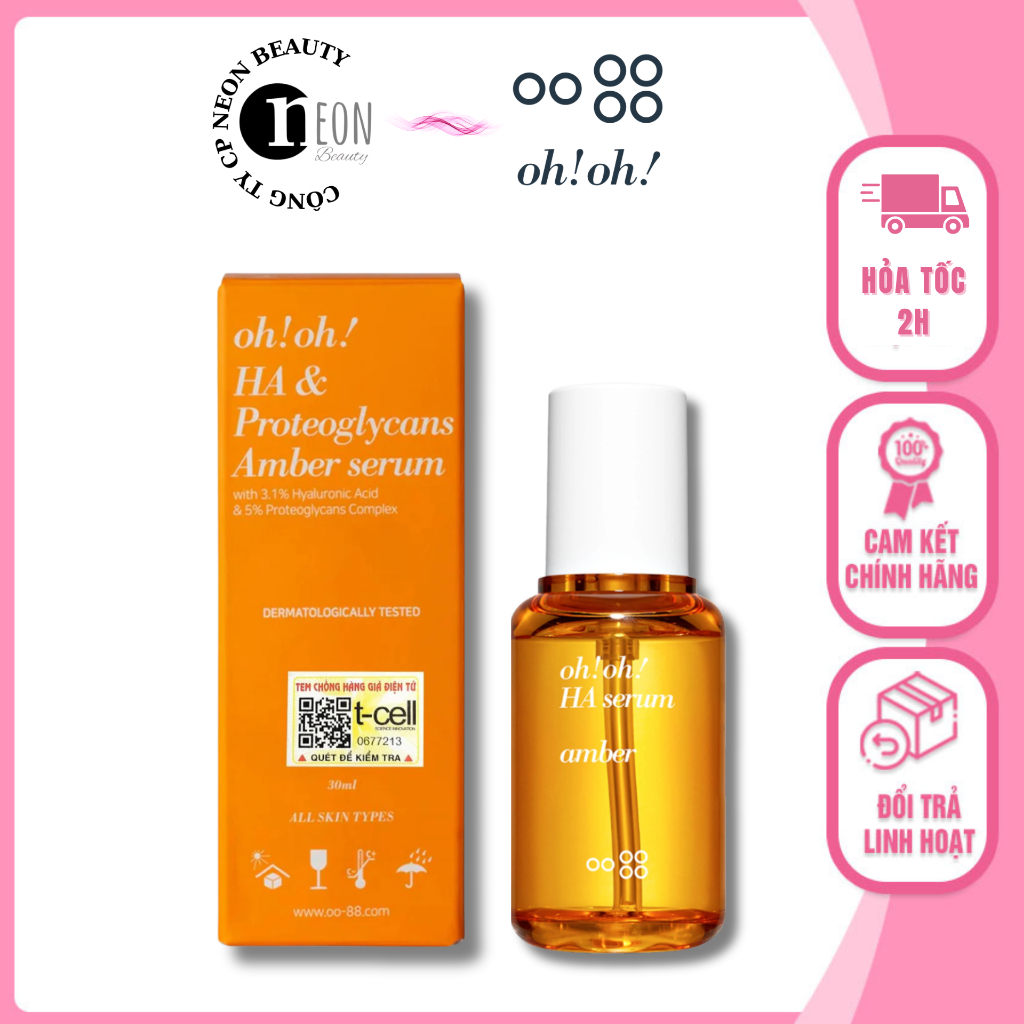 [HÀNG CTY]Tinh Chất Dưỡng Ẩm oh!oh! HA & Proteoglycans Amber Seẻum cho da dầu, da khô 30ml