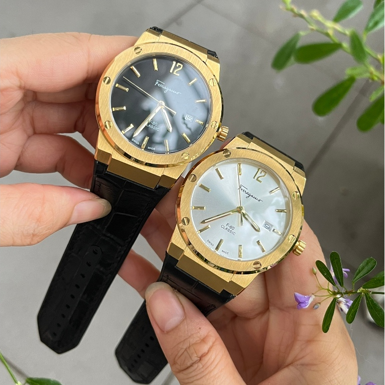 Đồng Hồ Nam Ferragamo F80 Classic Dây Da Cao Su Màu Đen - Size 41mm - Máy Quartz