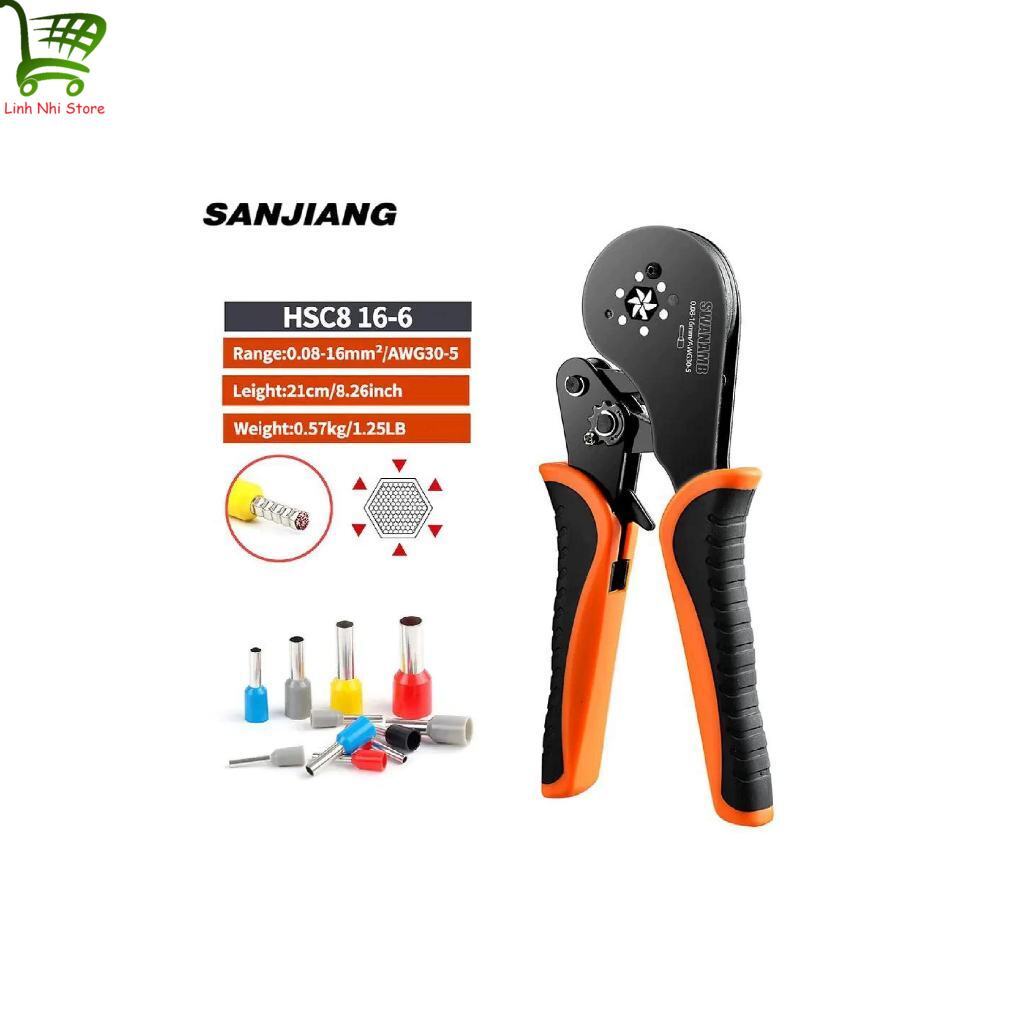 Kìm bấm cos pin kim rỗng, kiềm bóp cốt 0.5mm 6mm 16mm, kềm ép đầu cosse dây điện đa năng HSC8 6-4, H