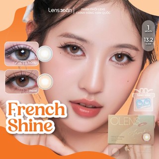  Kính áp tròng cận 1 tháng LENS XOẮN lens tự nhiên có viền nâu xám trong veo OLENS FRENCH SHINE 