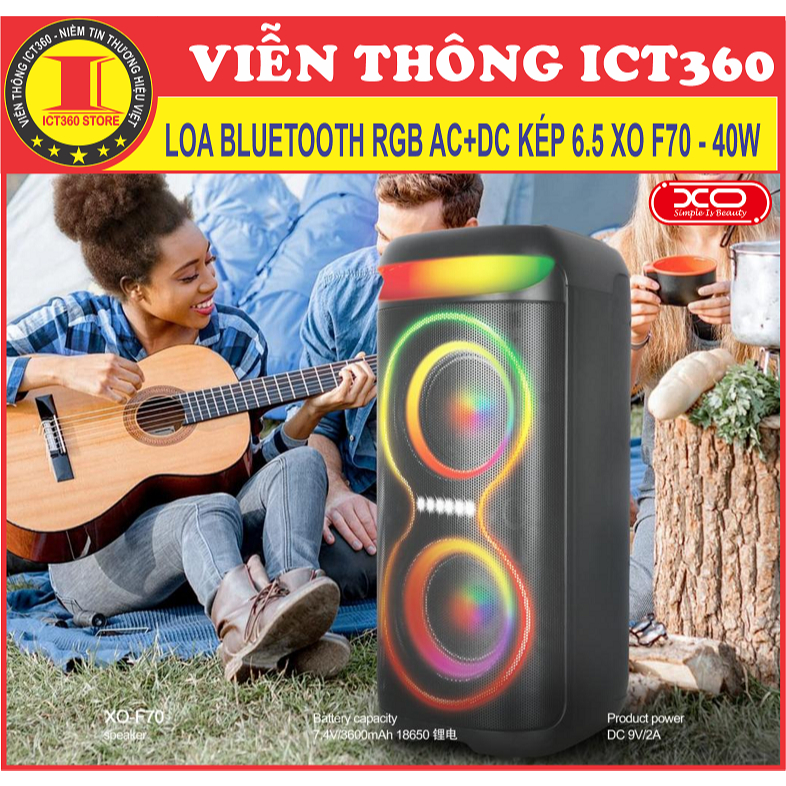 Loa Bluetooth XO F70, Led RGB Kèm 1 Micro Không dây (Công Suất 40W)