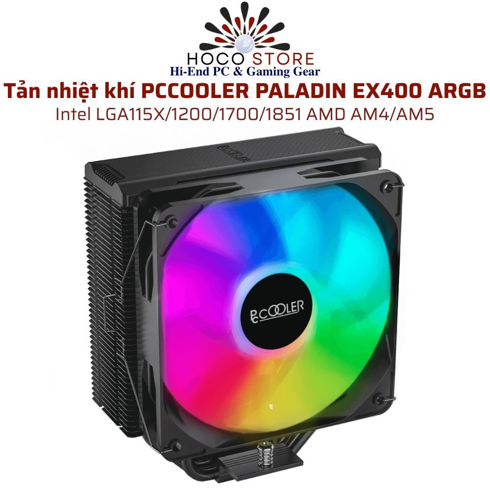Tản nhiệt khí PCCOOLER PALADIN EX400 ARGB AM4 AM5 LGA115X/1200/1700 l Hoco PC