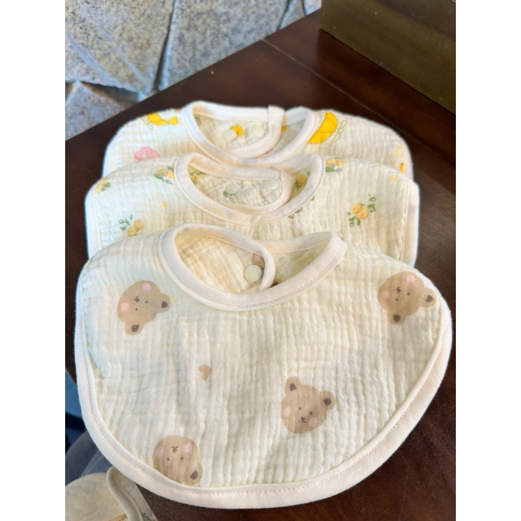 Yếm Tròn Vải Muslin Siêu Thoáng Khí Hàn Quốc An Toàn Cho Bé 0-4 Tuổi - Vải Muslin Cao Cấp Xuất Dư